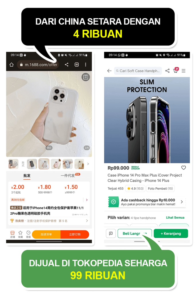 Perbandingan harga tokopedia impor club